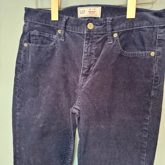 GAP Baby Boot Mid Rise Navy Blue Corduroy Pants. Women’s 28 or 6S - Picture 4 of 11